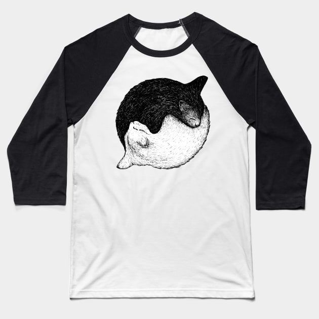 Yin Yang Cats Baseball T-Shirt by EWART